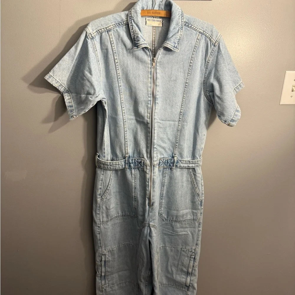 We The Free On the Run Coverall Light Blue Denim Size Small - Picture 3 of 11